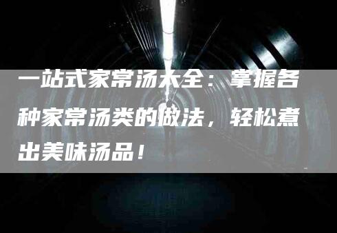 一站式家常汤大全：掌握各种家常汤类的做法，轻松煮出美味汤品！